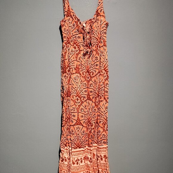 NWT Knox Rose Orange Abstract Print Midi Sundress Size Small - Picture 1 of 5